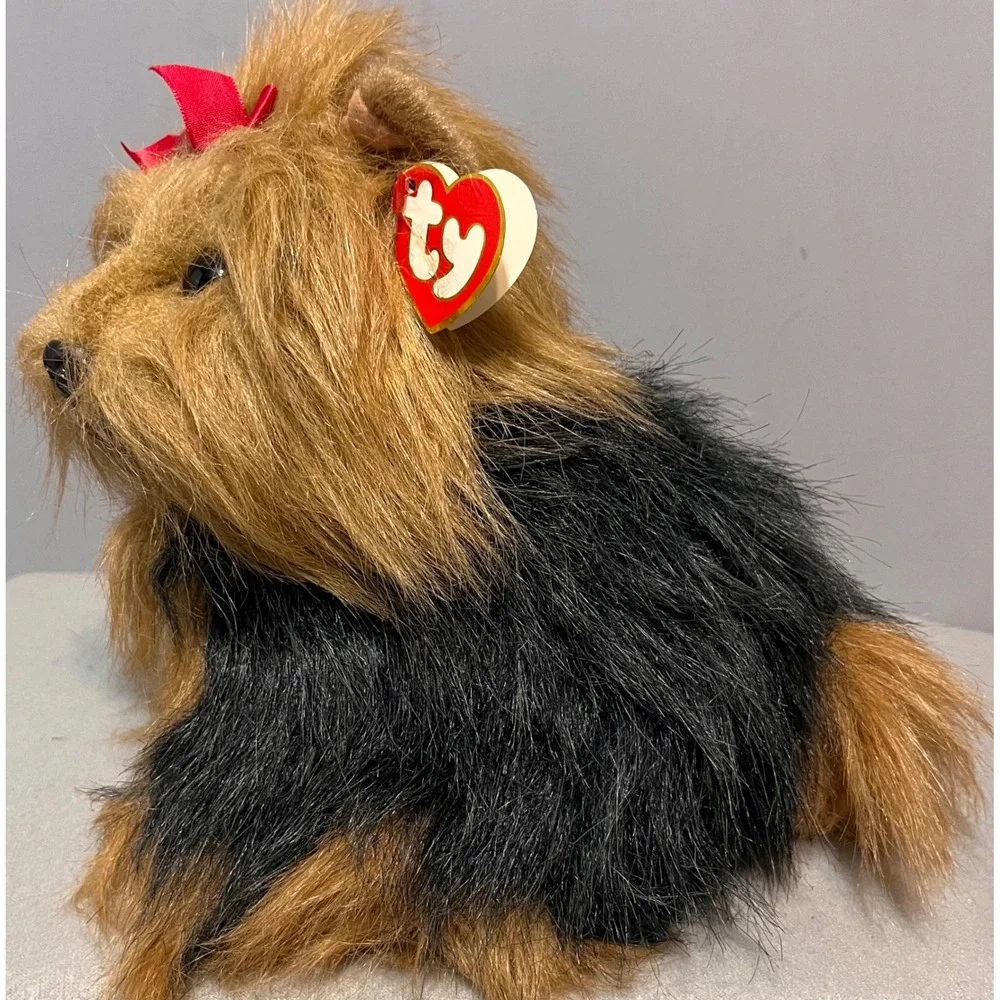 Ty Classic Yappy Yorkshire Terrier Plush Dog 1995 Vintage Yorkie Red Bow 8